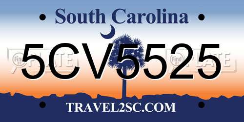 5CV5525 South Carolina License Plate