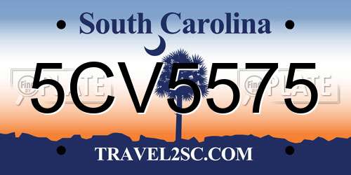 5CV5575 South Carolina License Plate