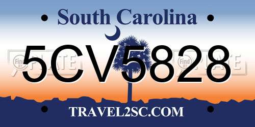 5CV5828 South Carolina License Plate