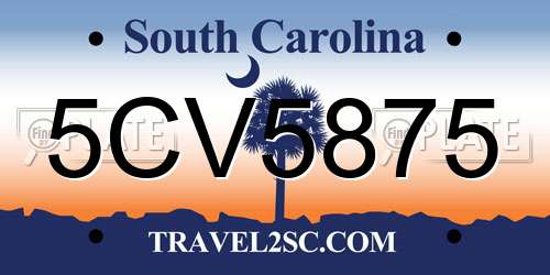 5CV5875 South Carolina License Plate