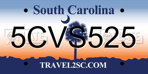5CVS525 South Carolina License Plate
