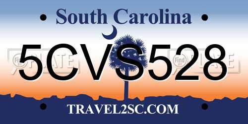 5CVS528 South Carolina License Plate