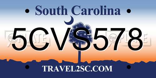 5CVS578 South Carolina License Plate