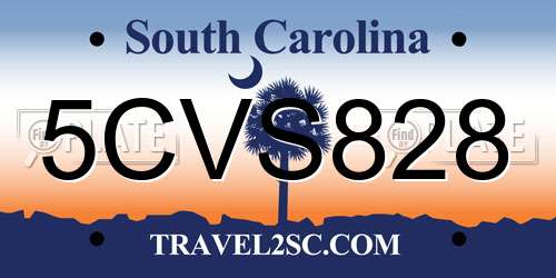 5CVS828 South Carolina License Plate