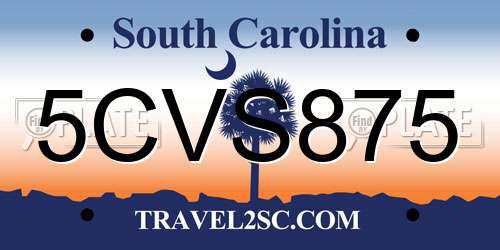 5CVS875 South Carolina License Plate