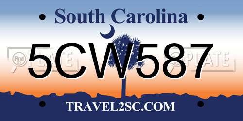 5CW587 South Carolina License Plate