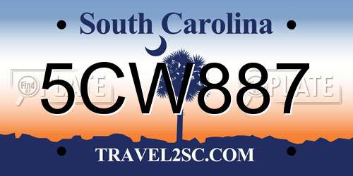 5CW887 South Carolina License Plate