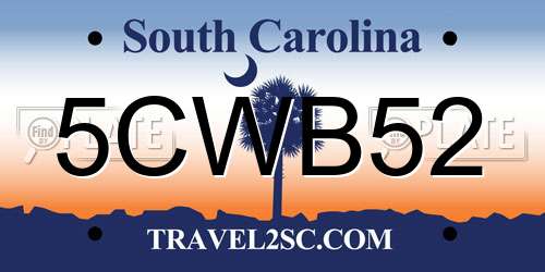5CWB52 South Carolina License Plate