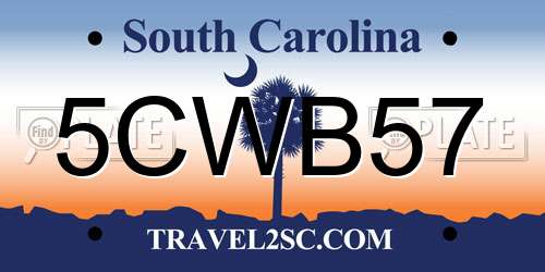 5CWB57 South Carolina License Plate