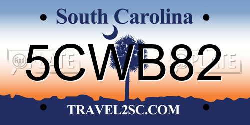 5CWB82 South Carolina License Plate