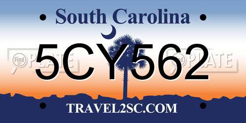 5CY562 South Carolina License Plate