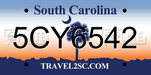 5CY6542 South Carolina License Plate