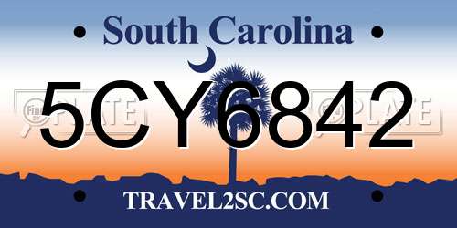 5CY6842 South Carolina License Plate