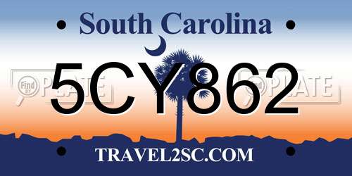 5CY862 South Carolina License Plate
