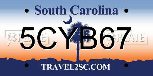 5CYB67 South Carolina License Plate