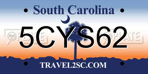 5CYS62 South Carolina License Plate