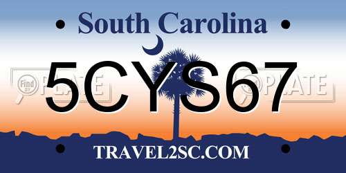 5CYS67 South Carolina License Plate