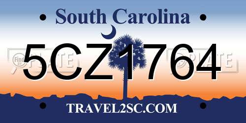 5CZ1764 South Carolina License Plate
