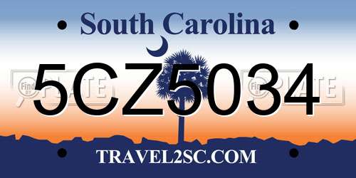 5CZ5034 South Carolina License Plate
