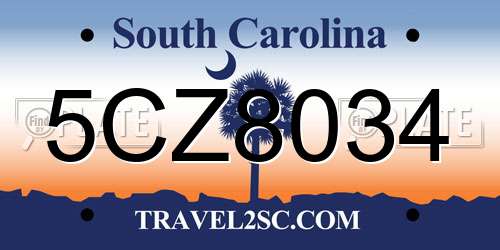 5CZ8034 South Carolina License Plate