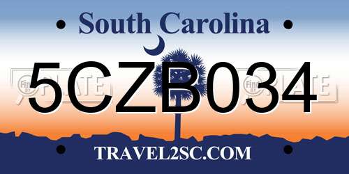 5CZB034 South Carolina License Plate
