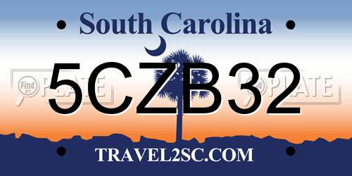 5CZB32 South Carolina License Plate
