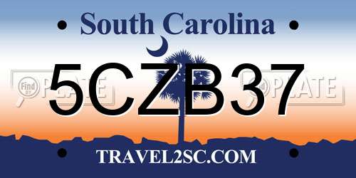 5CZB37 South Carolina License Plate