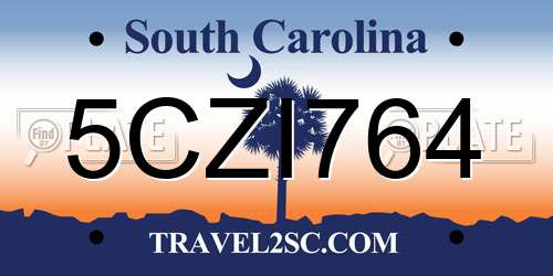 5CZI764 South Carolina License Plate