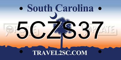 5CZS37 South Carolina License Plate