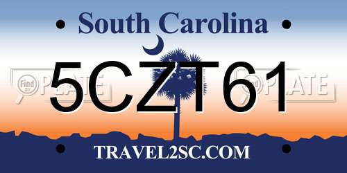 5CZT61 South Carolina License Plate
