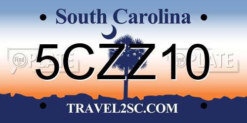 5CZZ10 South Carolina License Plate