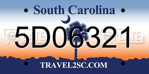 5D06321 South Carolina License Plate