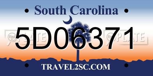 5D06371 South Carolina License Plate