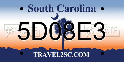 5D08E3 South Carolina License Plate