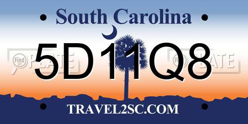 5D11Q8 South Carolina License Plate