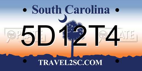 5D12T4 South Carolina License Plate
