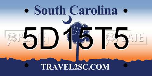 5D15T5 South Carolina License Plate