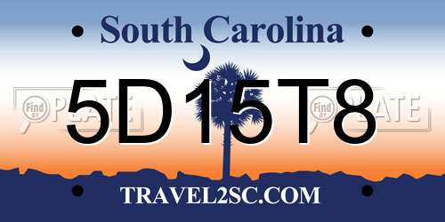 5D15T8 South Carolina License Plate