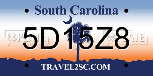 5D15Z8 South Carolina License Plate