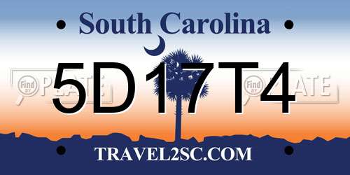 5D17T4 South Carolina License Plate