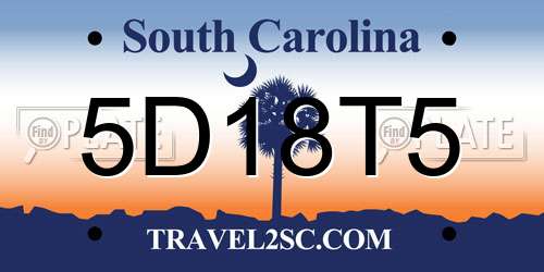 5D18T5 South Carolina License Plate