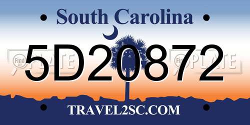 5D20872 South Carolina License Plate