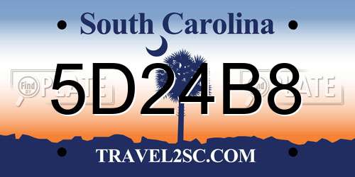 5D24B8 South Carolina License Plate