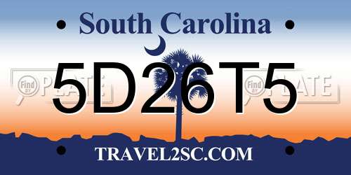 5D26T5 South Carolina License Plate