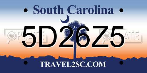 5D26Z5 South Carolina License Plate