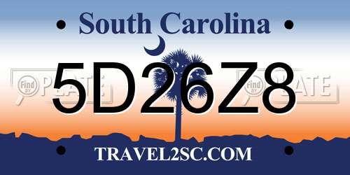 5D26Z8 South Carolina License Plate