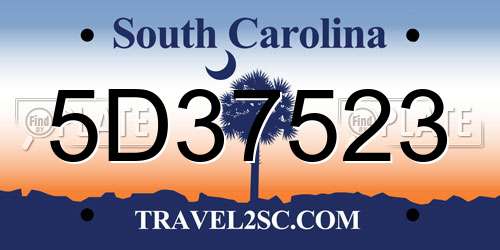 5D37523 South Carolina License Plate