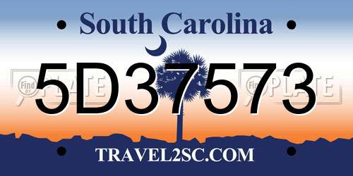 5D37573 South Carolina License Plate