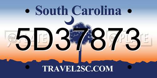 5D37873 South Carolina License Plate