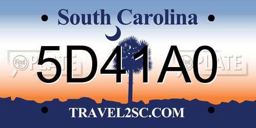 5D41A0 South Carolina License Plate